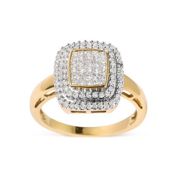 Haus of Brilliance 10K Yellow Gold 1/2 cttw Round and Princess Diamond Ring